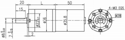 9V~16V 36mm ODブラシレスDCギアモーター 4ポール