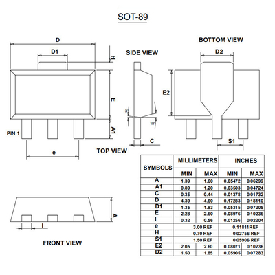 SOT-89 D882 NPN 電子トランジスタ プラスチックの電源分散