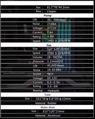 マークダウン販売 120mm 液体CPU パンプ水冷却機 ゲーム用コンピュータ