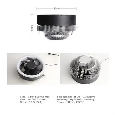 ミニCPU冷却器 アルミニウムヒートシンクCPU冷却器 プッシュダウンタイプ