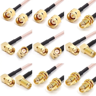 RP SMB RG178 RG316 RFコアシアルケーブル 50ohm 6GHz の男性から男性プラグ