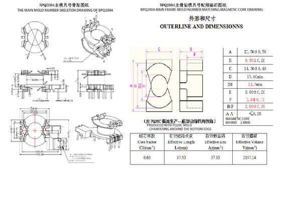 BPQ2004 PQ2005 垂直電力配電変圧器 4 2 2 ピン 最適な電力性能のため