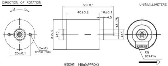 BLDC-3640 電気シェーバーおよびバイブレーター用減速ギアボックス付きブラシレスモーター