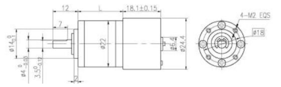 BLDCプラネタリギヤモータ 内蔵ドライバ、外径22mm プラネタリギヤボックス 12極