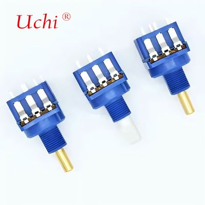 WH116AK ソリッド銅シャフトロータリー調光ポテンショメータ、10Aプッシュボタンスイッチ付き